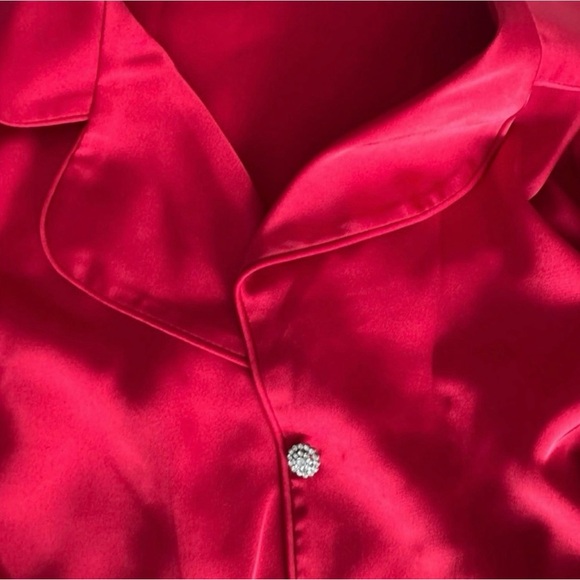 NADINE MERABI DARCIE Luxury Red Feathered Pijamas Set - Picture 5 of 12